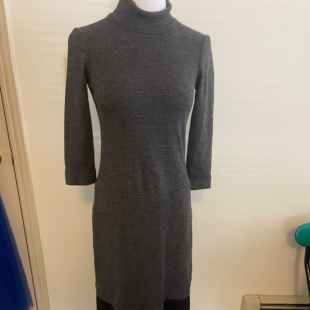 Burberry Gray Sheath Dress with Mock Neck